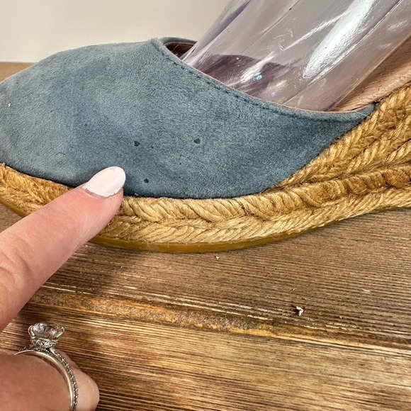 Made In Spain Espadrilles Mary Jane Wedge Sandals SZ 38 US 7.5 Blue Suede Gaimo - Picture 6 of 11